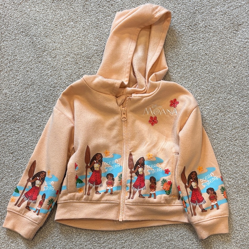 Disney Moana 2 Peach Zip-Up Hoodie